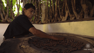 Torréfaction du cacao sur un comal traditionnel