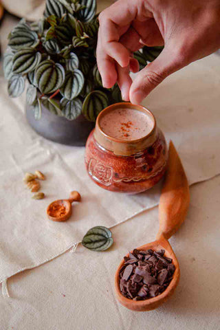 preparing cacao drink